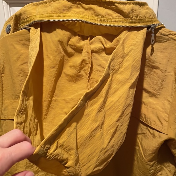 Mustard Colored Cinched Waist Rain Coat - Picture 9 of 11